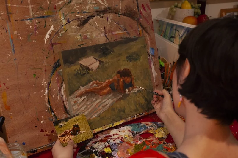 Laura Pittam in her studio.Discover: Young Talent, Affordable Art Fair Brisbane 2025