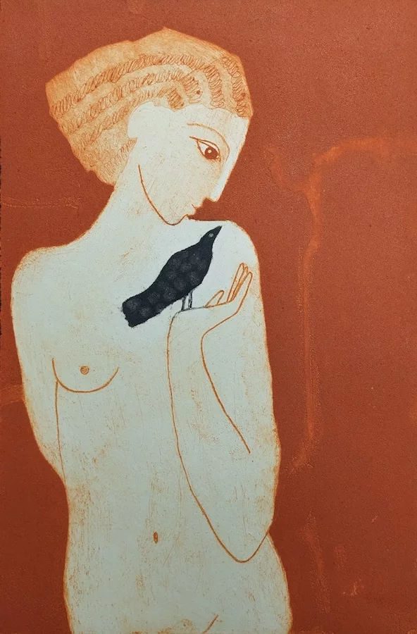 Lizzie Wheeler, A Brief Encounter, £475, collagraph Iona House Gallery.