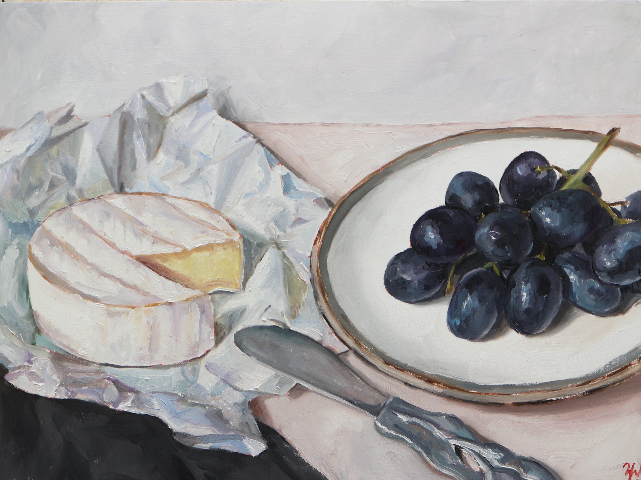 artwork of cheese and grapes 
