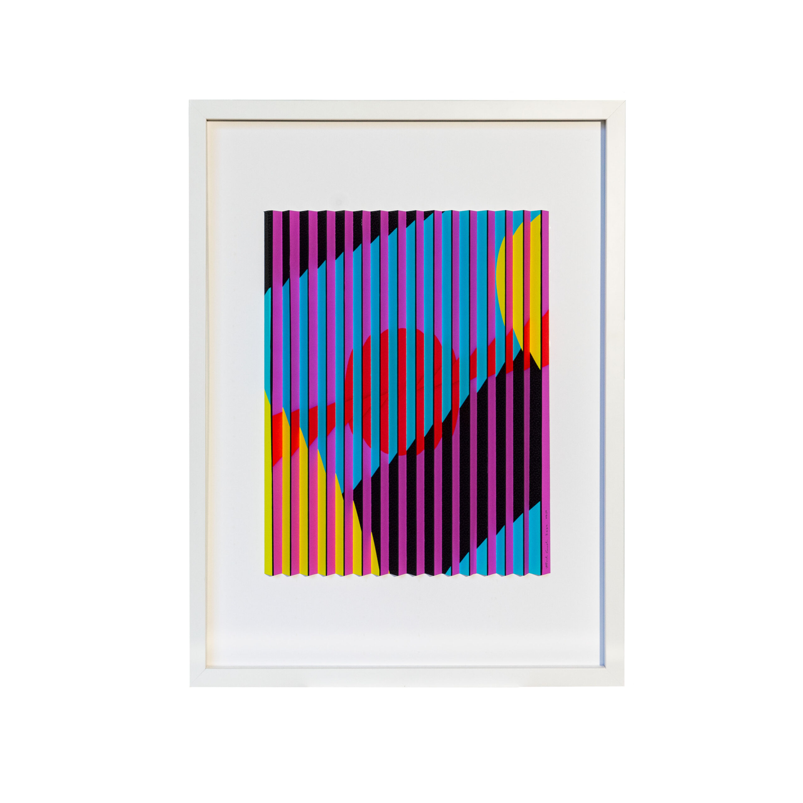 Abstract artwork with purple and red lines 