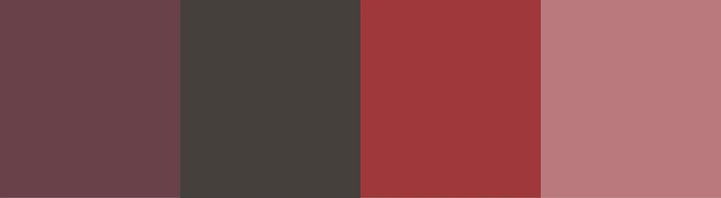 Chocolate brown, bold red, warm black, soft pink