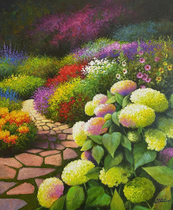 Image of footpath with plants in the background 