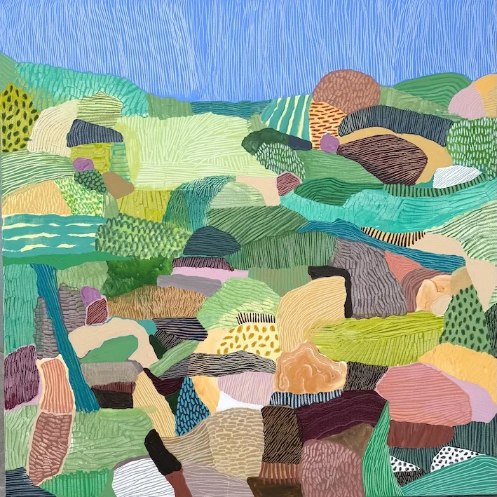 Jonathan W. Gemmel, “Farm Land”, acrylic on canvas, 120 x 120cm, Art & Abode